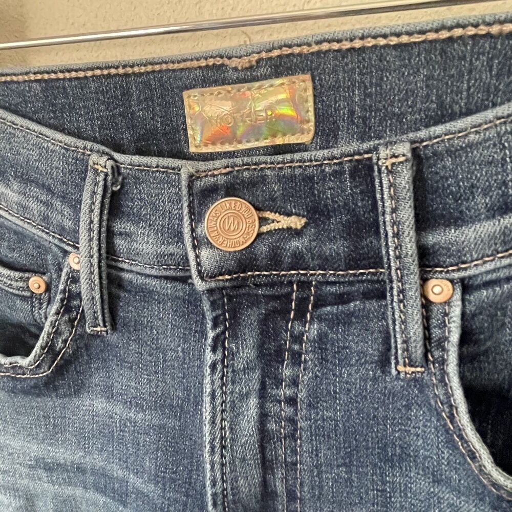 Mother Insider Crop Step Fray Girl Crush Denim Blue Jeans Women’s 25 *FLAWED - Picture 7 of 15